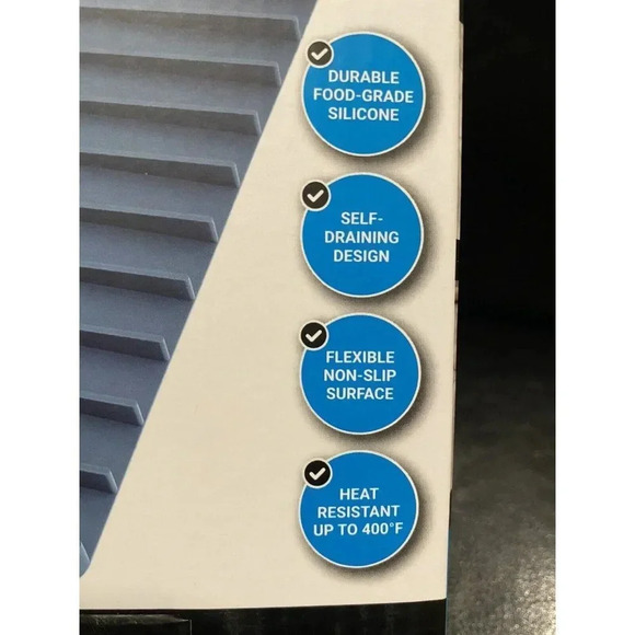 Kraus Kitchen SelfDraining Silicone Drying Mat Cyan Blue New14-3/4 x 8-1/8 x 1/2 - Picture 7 of 13